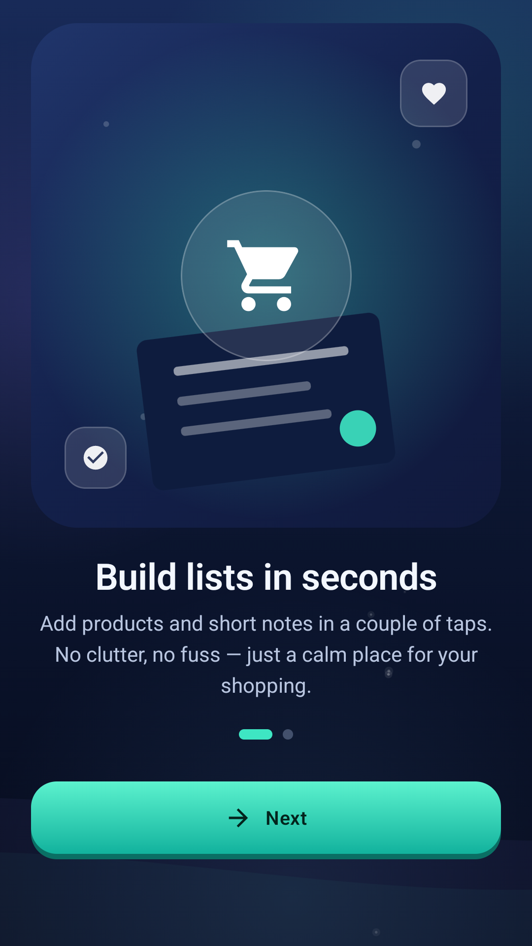 Minimalist Shop Journal onboarding screen
